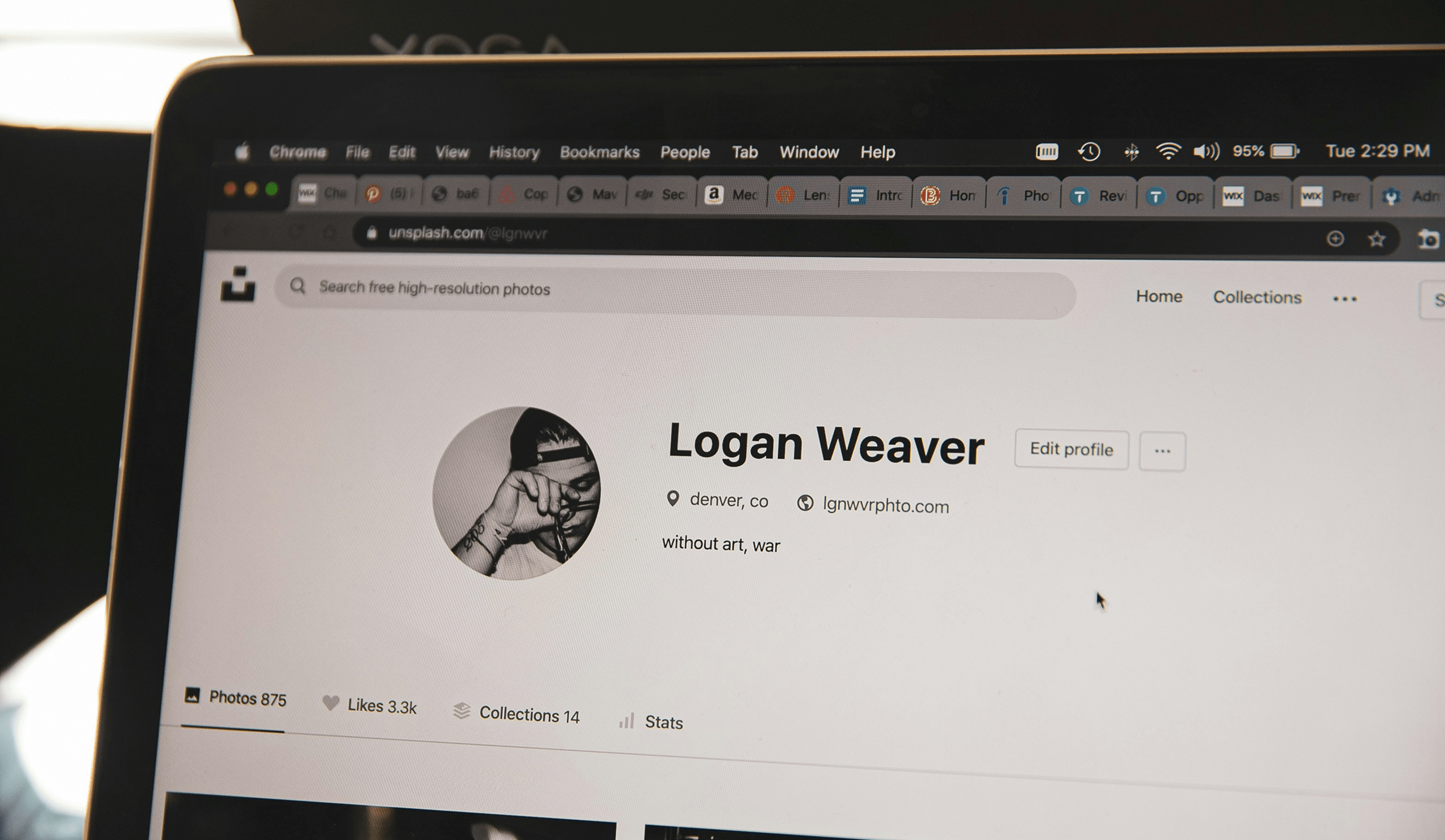 A screenshot of a designer's profile.